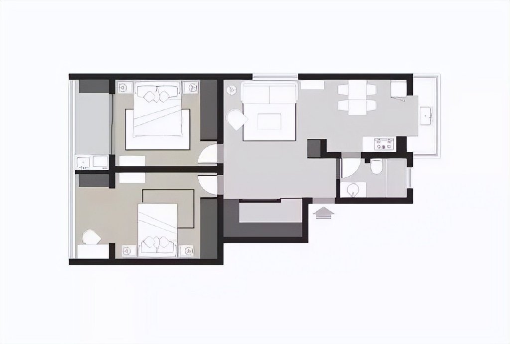 電視背景墻裝修效果圖2020新款隱形門（垃圾分類房）現(xiàn)代簡約風(fēng)格隱形門電視墻效果圖，80平簡約風(fēng)二居室電視墻加隱形門，將兒童房小陽臺(tái)做成粉色小書房，學(xué)到了，(圖6)